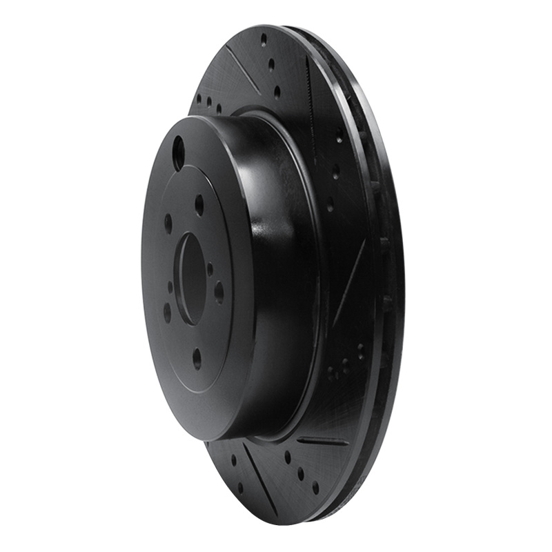 Subaru BRZ Brake Rotor (1) - Rear Right - R1 Concepts - Drilled & Slotted - Black - `17-`25